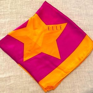 Elle silk fuschia  and gold with star motif, NWOT